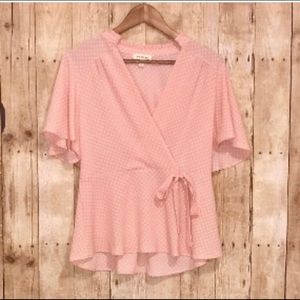 Monteau Pink & White Wrap Blouse